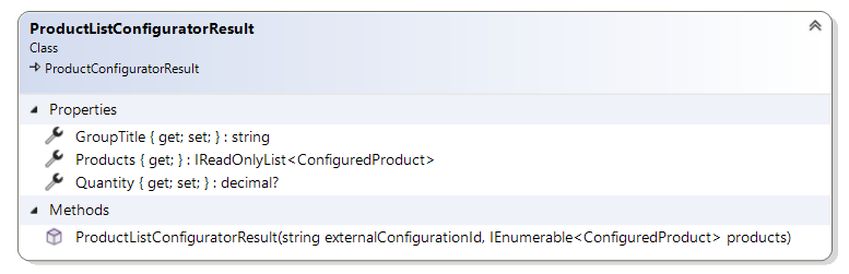 ProductListConfiguratorResult class
