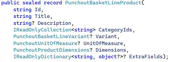 PunchoutBasketLineProduct record