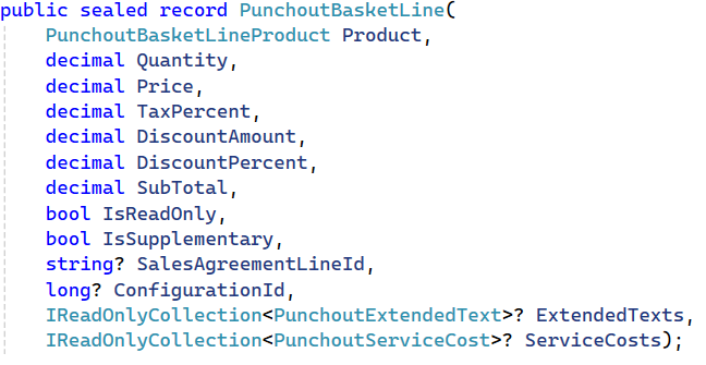 PunchoutBasketLine record