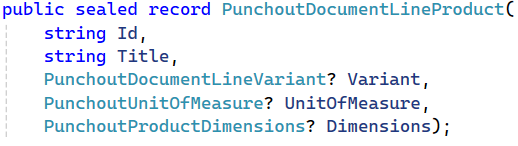PunchoutDocumentLineProduct record
