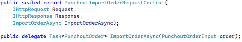 PunchoutImportOrderRequestContext record