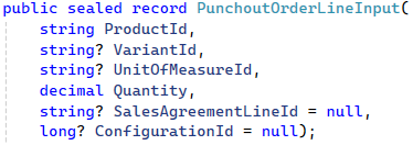PunchoutOrderLineInput record