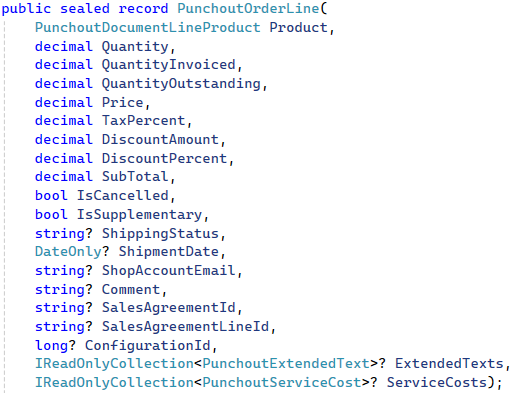 PunchoutOrderLine record