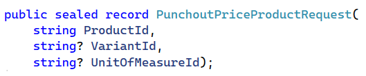 PunchoutPriceProductRequest record