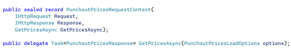 PunchoutPricesRequestContext record