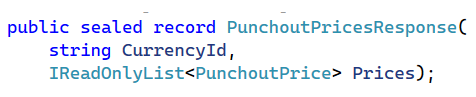 PunchoutPricesResponse record