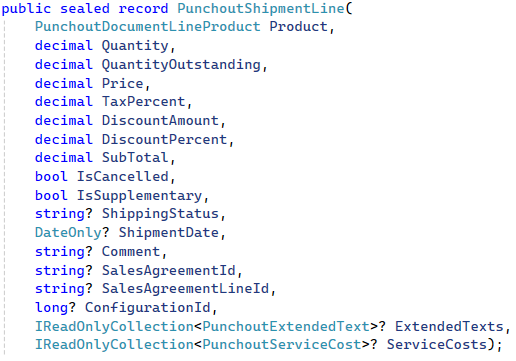 PunchoutShipmentLine record