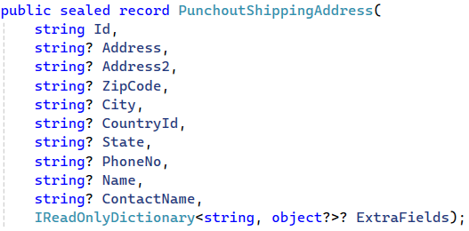 PunchoutShippingAddress record