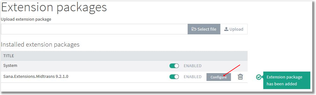 Extension Packages Configure Button