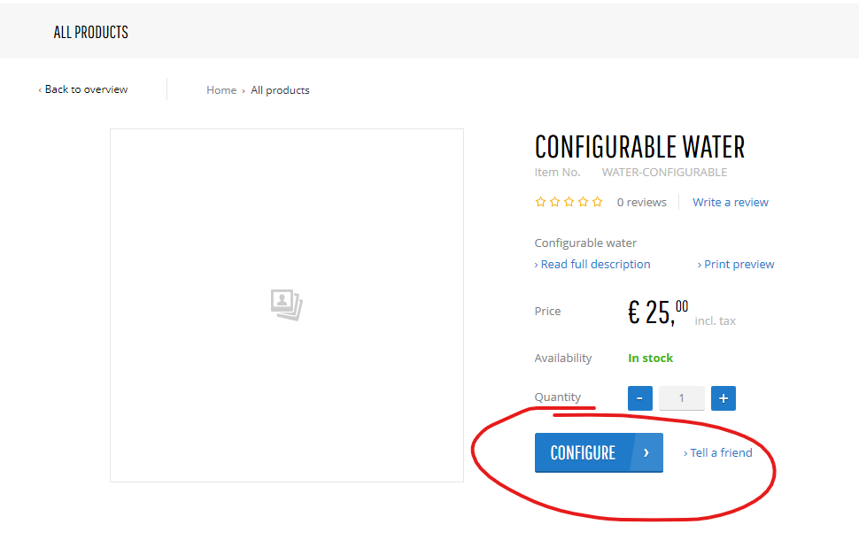 Configure Button on product details page