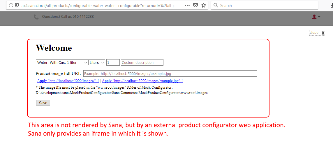 Sample Configurator Popup
